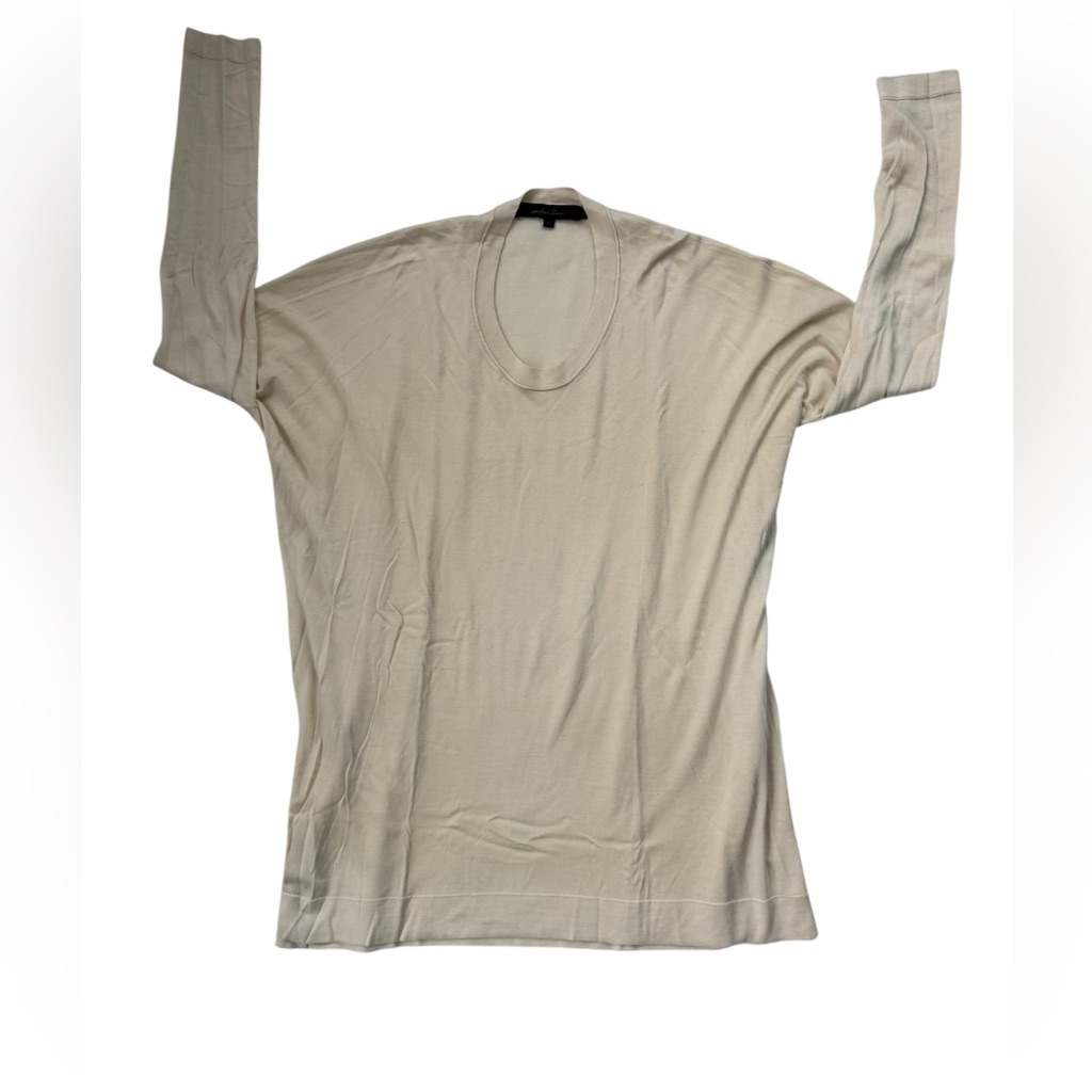 Urban Zen Ivory Oversized Long Sleeve Top Minimalist Donna Karan Ml